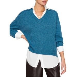 BROCHU WALKER Women's SMALL V-neck Layered Pullover Laguna Melange Lagenlook